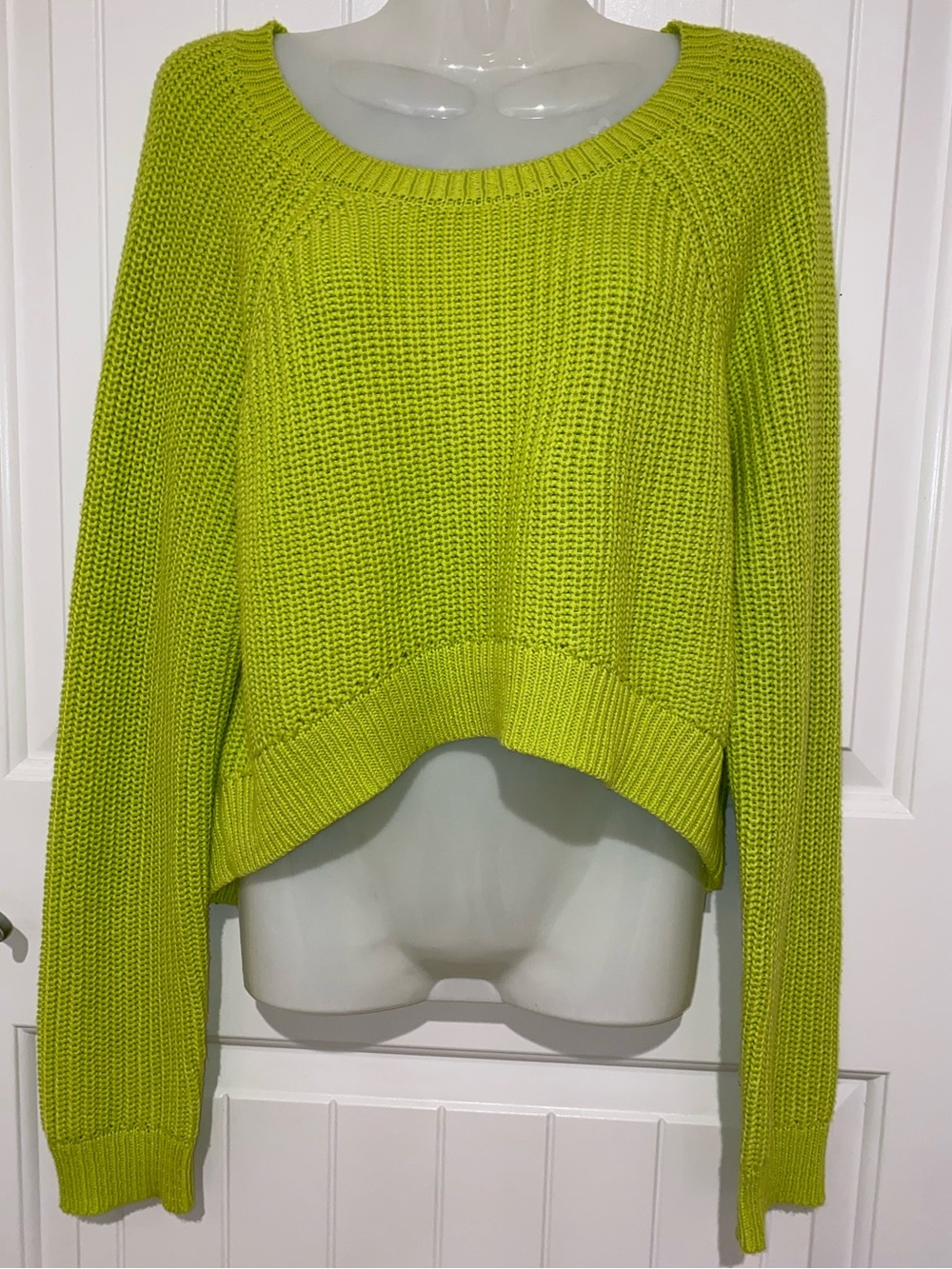 Forever 21 Lime Green Knit Cropped Sweater
